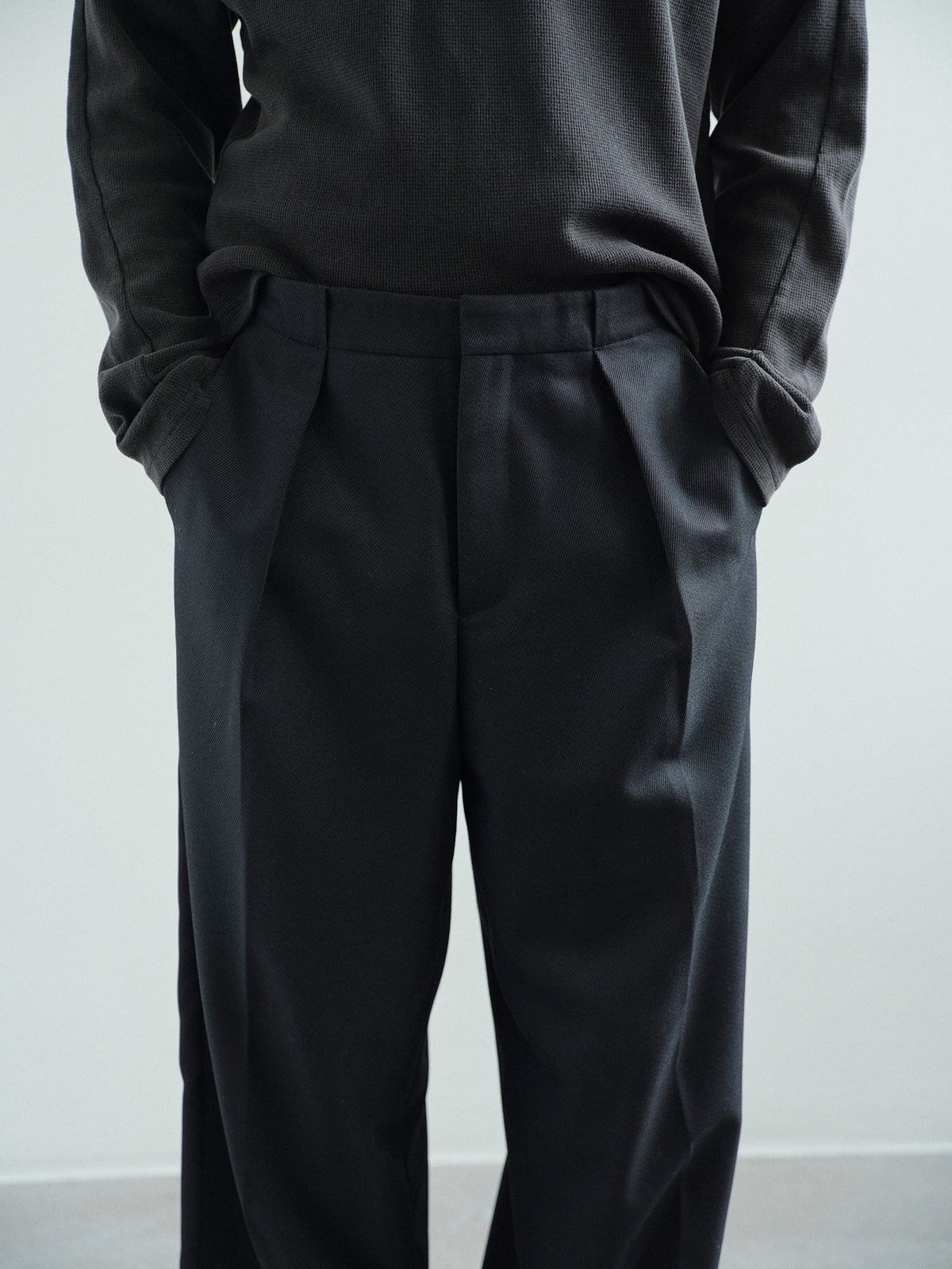 OPEN-HEM TUXEDO TROUSERS in black