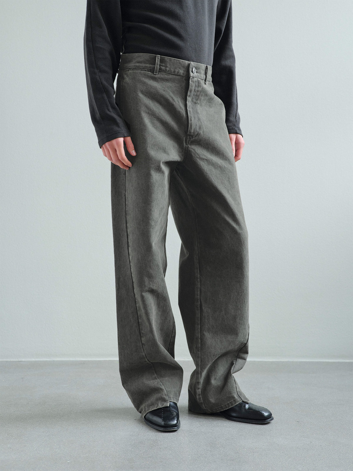 TWISTED COTTON TROUSERS in olive