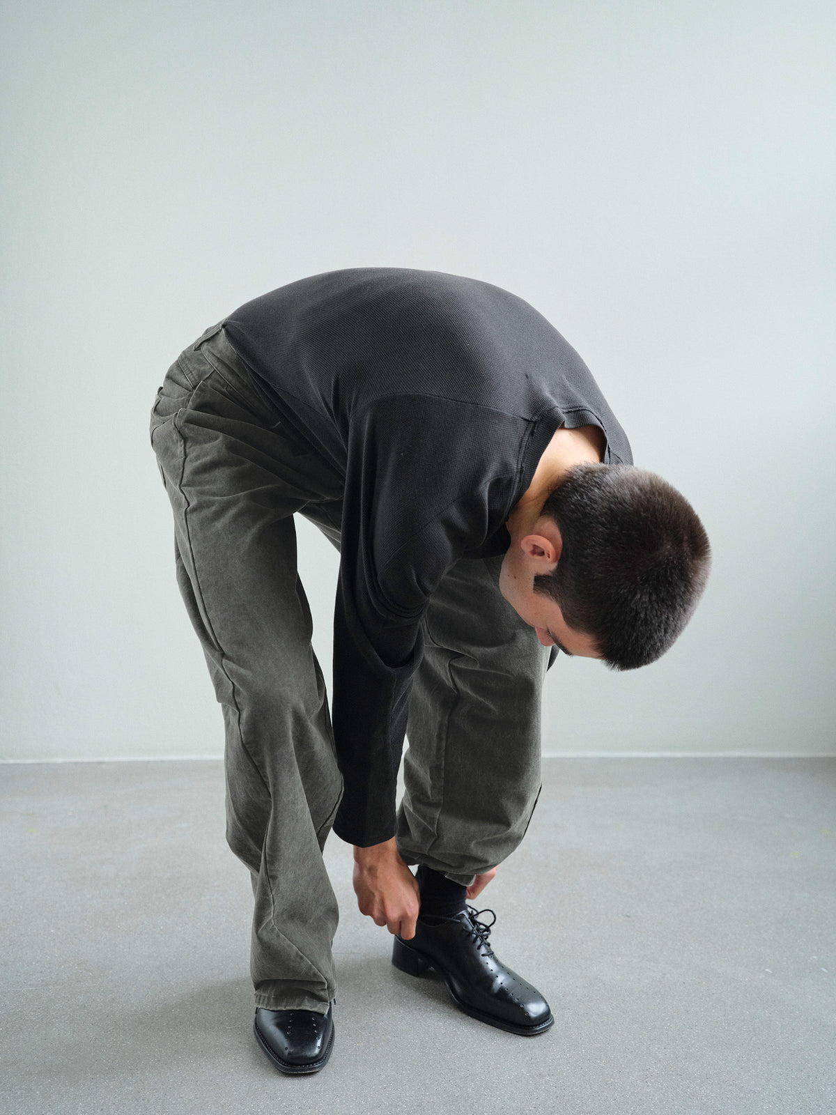 TWISTED COTTON TROUSERS in olive