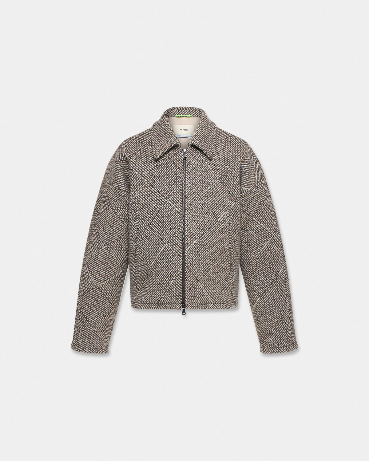 CHESS WOOL JACKET in mocha/cream