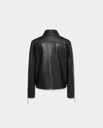 CAFÉ RACER LEATHER JACKET in black