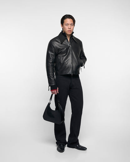CAFÉ RACER LEATHER JACKET in black