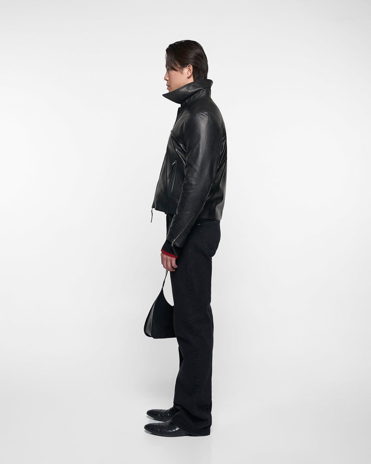 CAFÉ RACER LEATHER JACKET in black