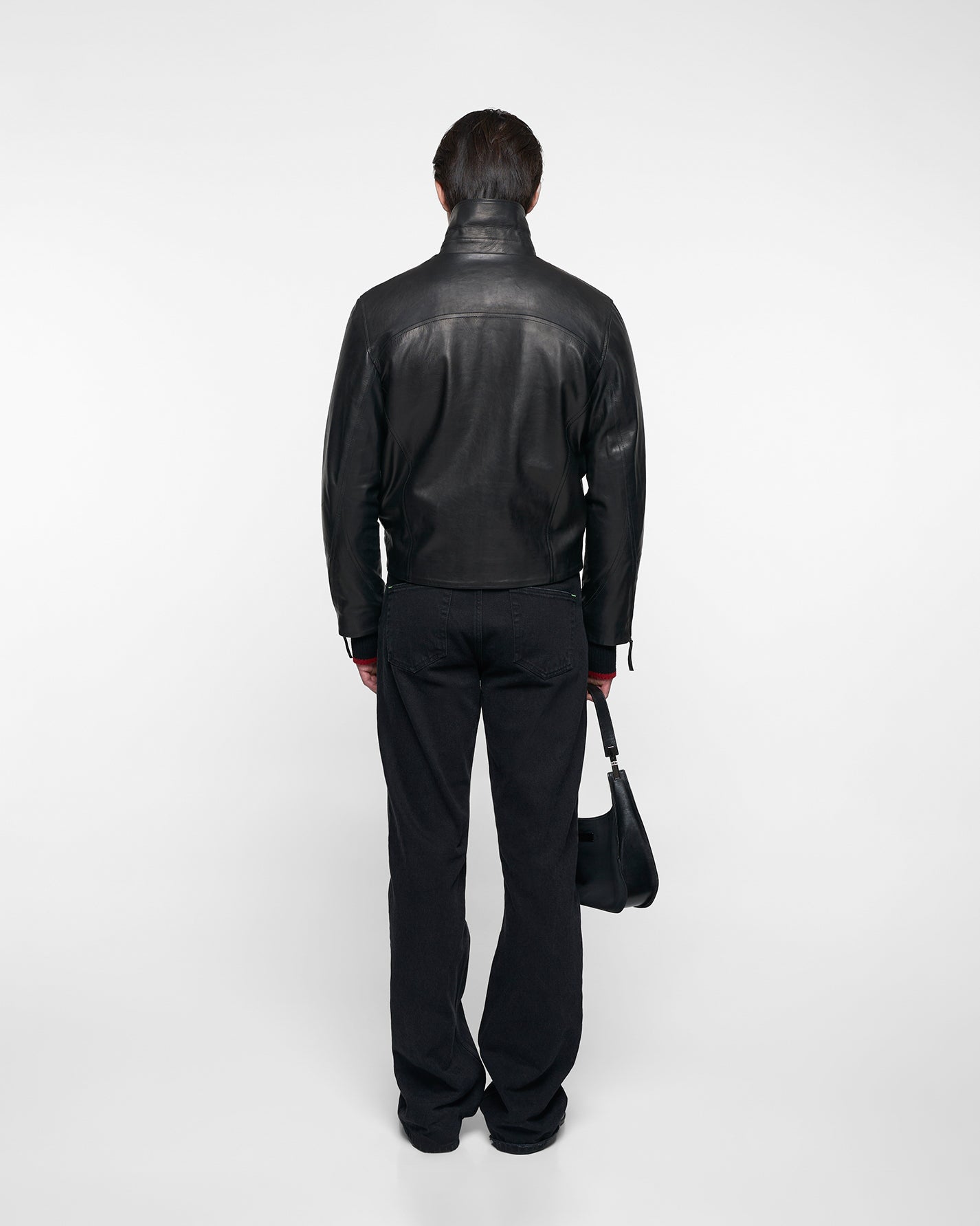 CAFÉ RACER LEATHER JACKET in black