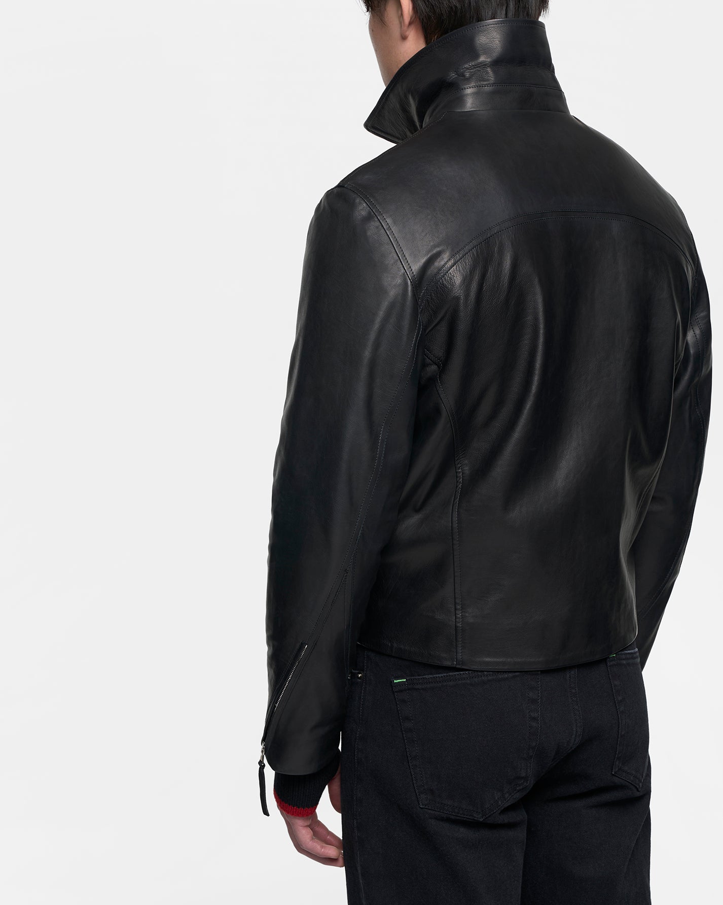 CAFÉ RACER LEATHER JACKET in black