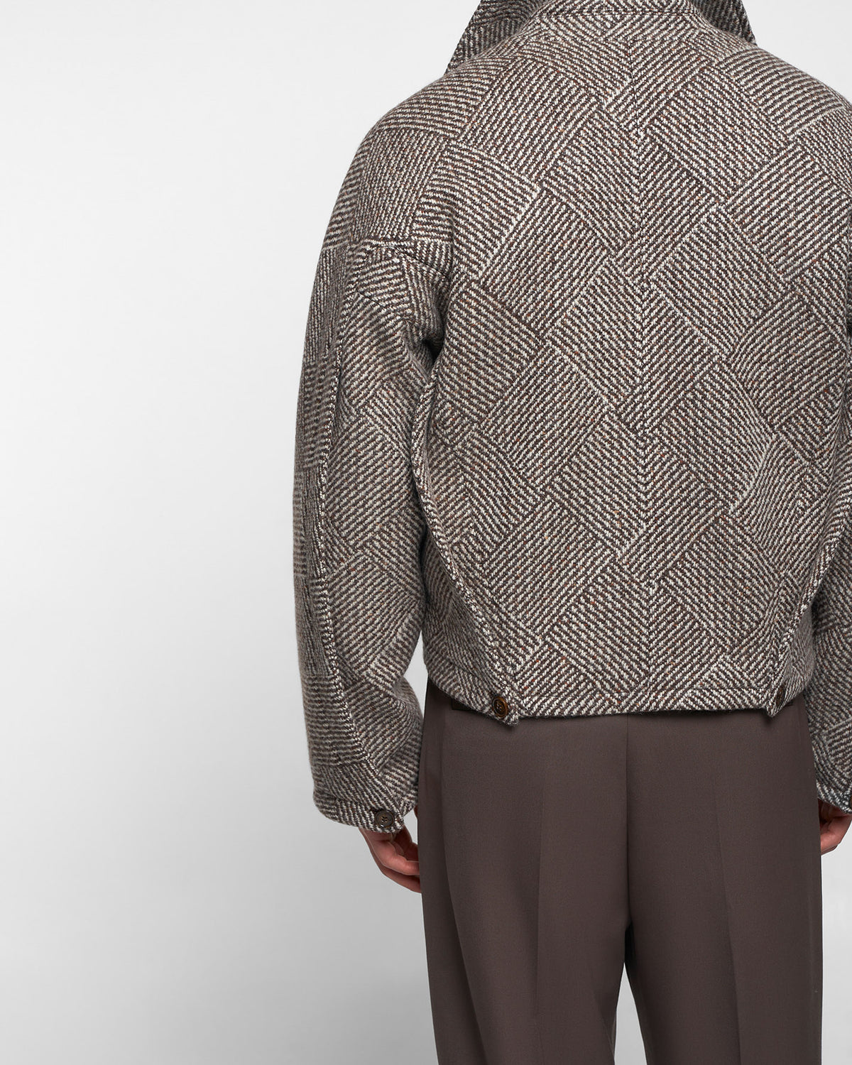 CHESS WOOL JACKET in mocha/cream