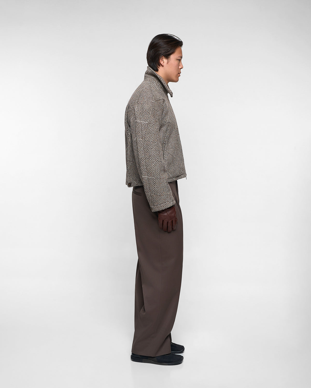 HEDGE WOOL TROUSERS in mocha brown