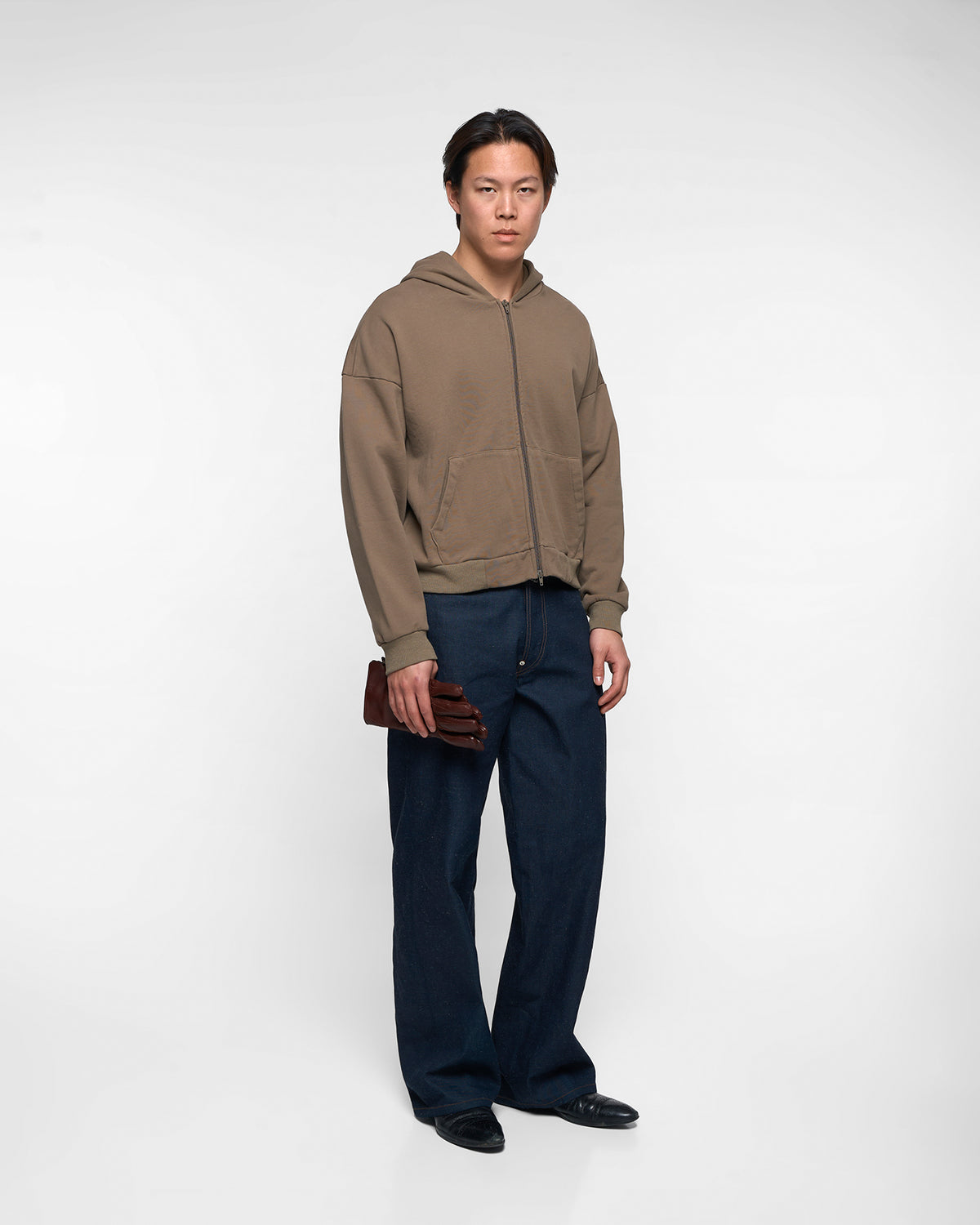 ORIGAMI SEAM HOODIE in khaki green