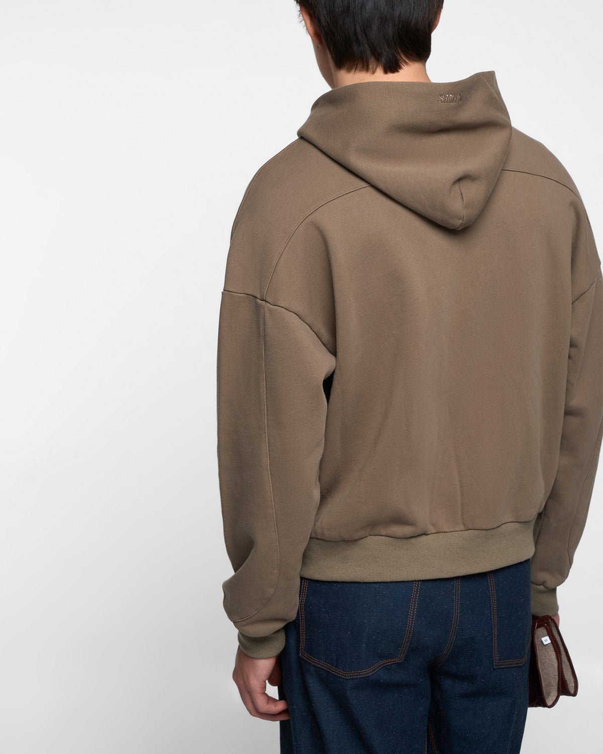 ORIGAMI SEAM HOODIE in khaki green