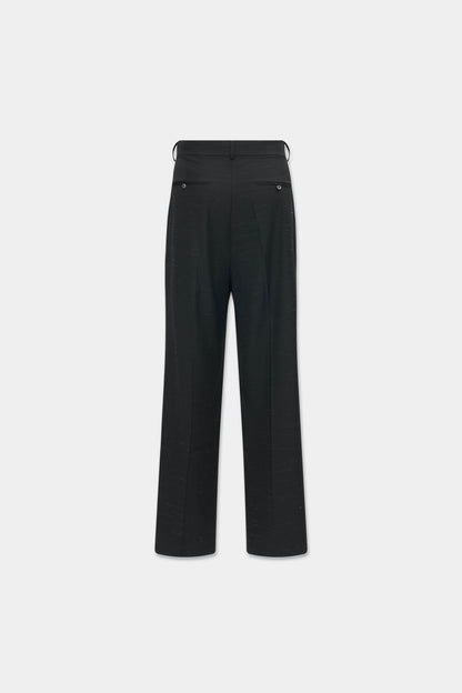 DOUBLE PLEATED TROUSERS in black mélange