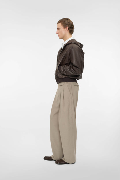 AGED LEATHER HOODED JACKET in oil