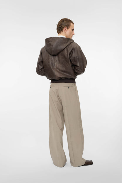 AGED LEATHER HOODED JACKET in oil