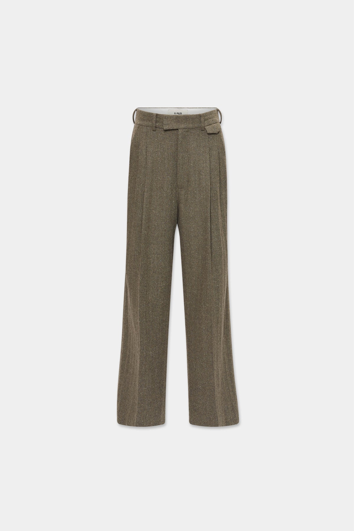 DOUBLE PLEATED HERRINGBONE TROUSERS in tobacco