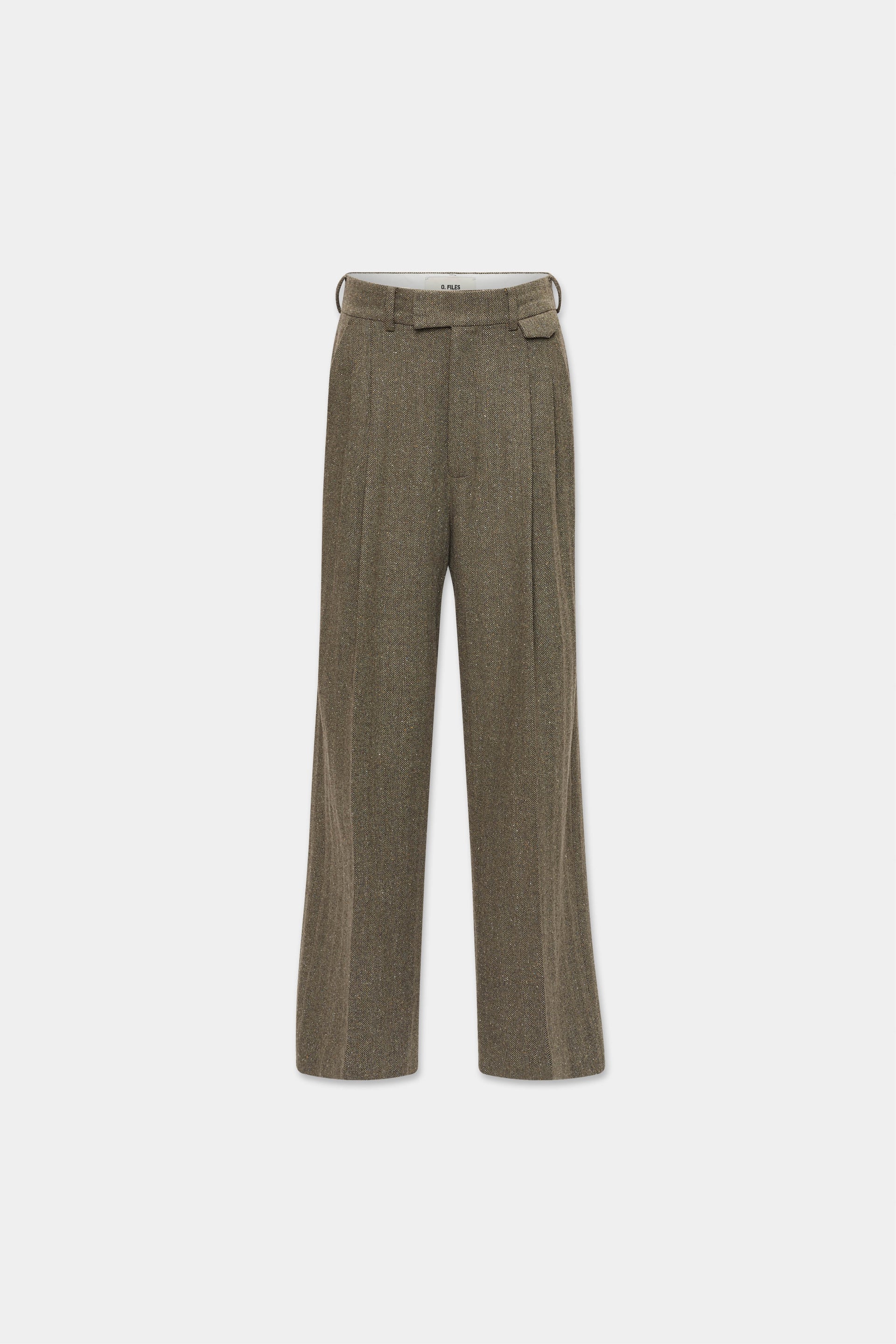 DOUBLE PLEATED HERRINGBONE TROUSERS in tobacco
