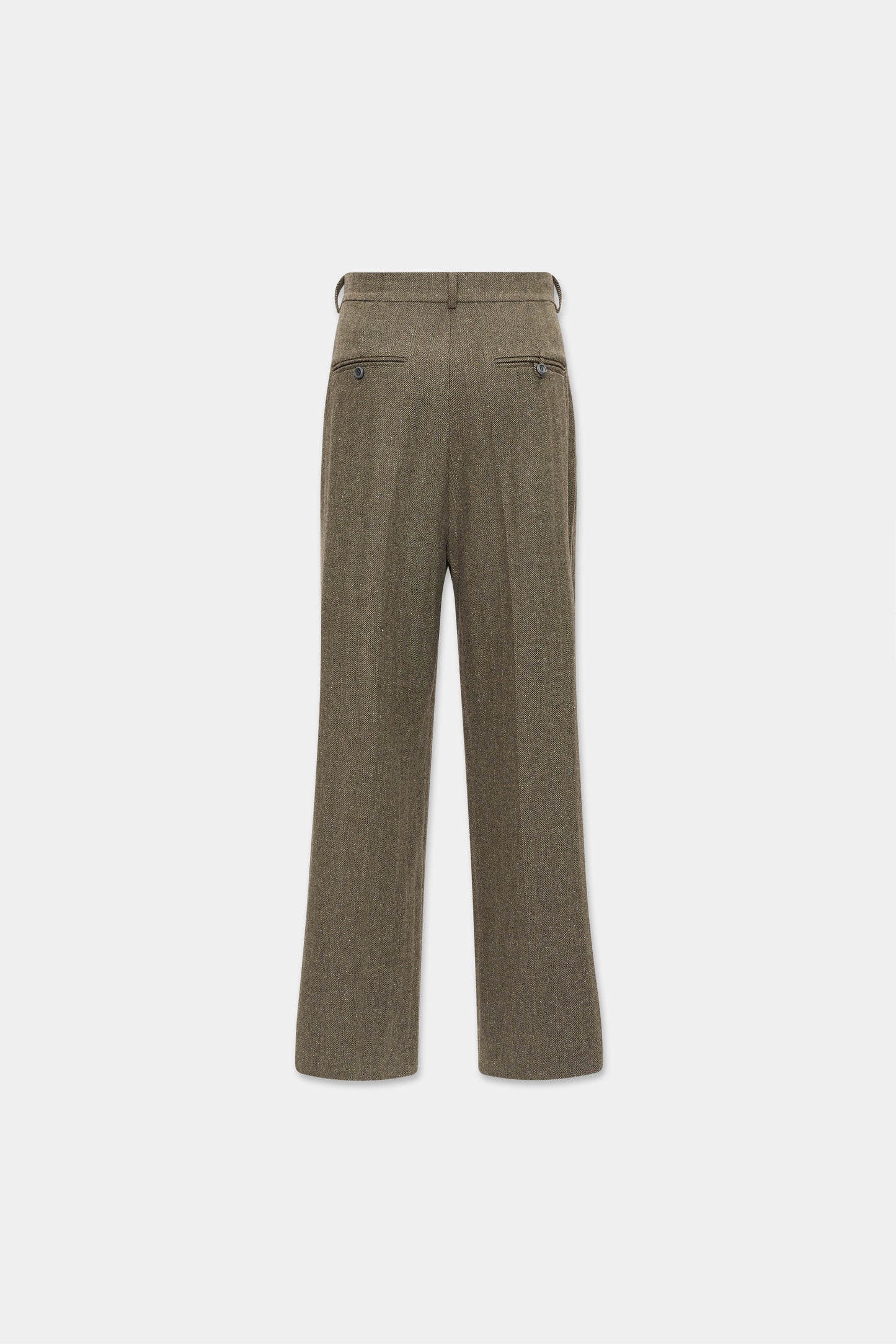 DOUBLE PLEATED HERRINGBONE TROUSERS in tobacco