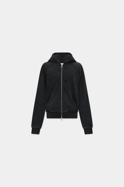 RAGLAN ZIP HOODIE in vintage black – O. FILES