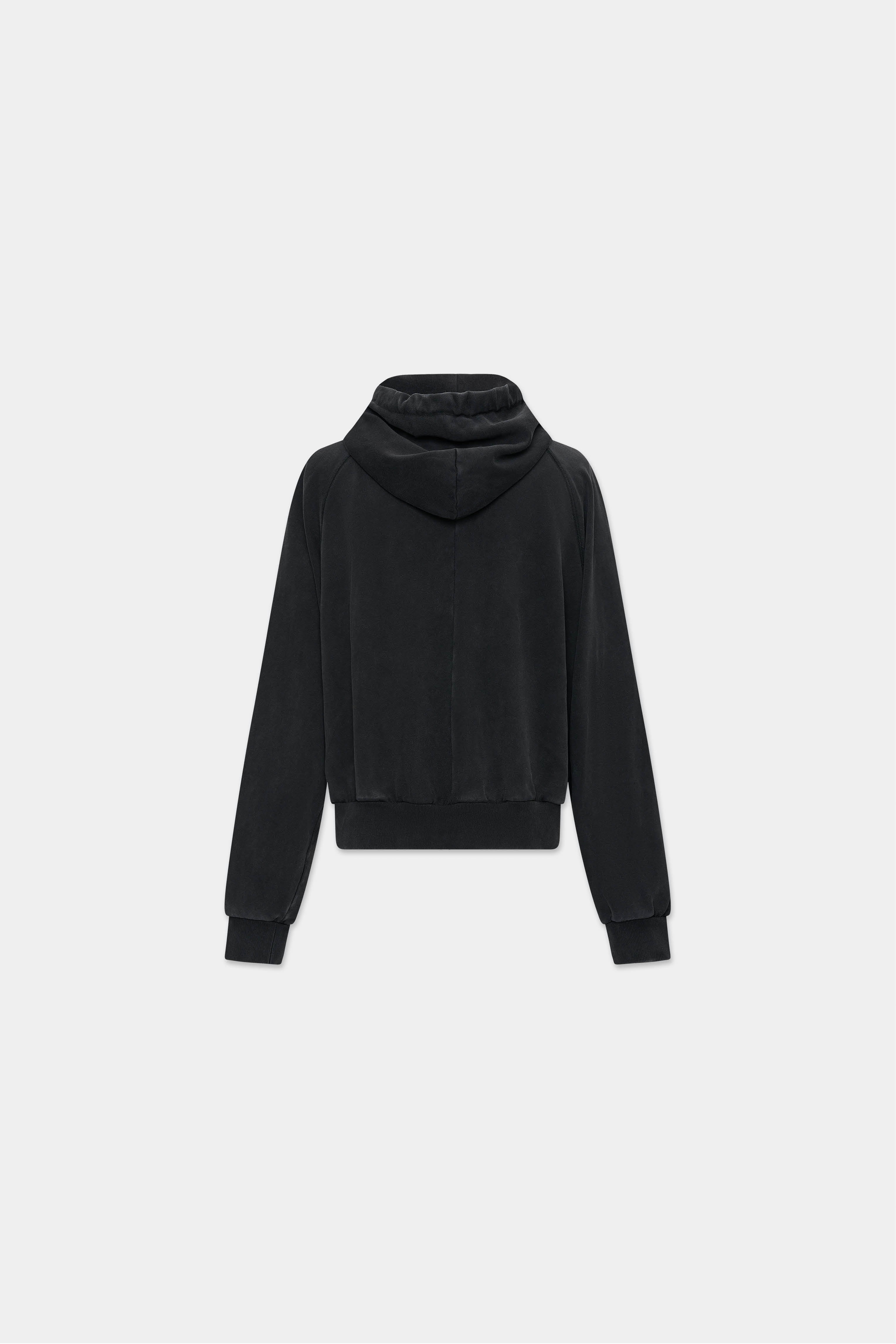 RAGLAN ZIP HOODIE in vintage black – O. FILES