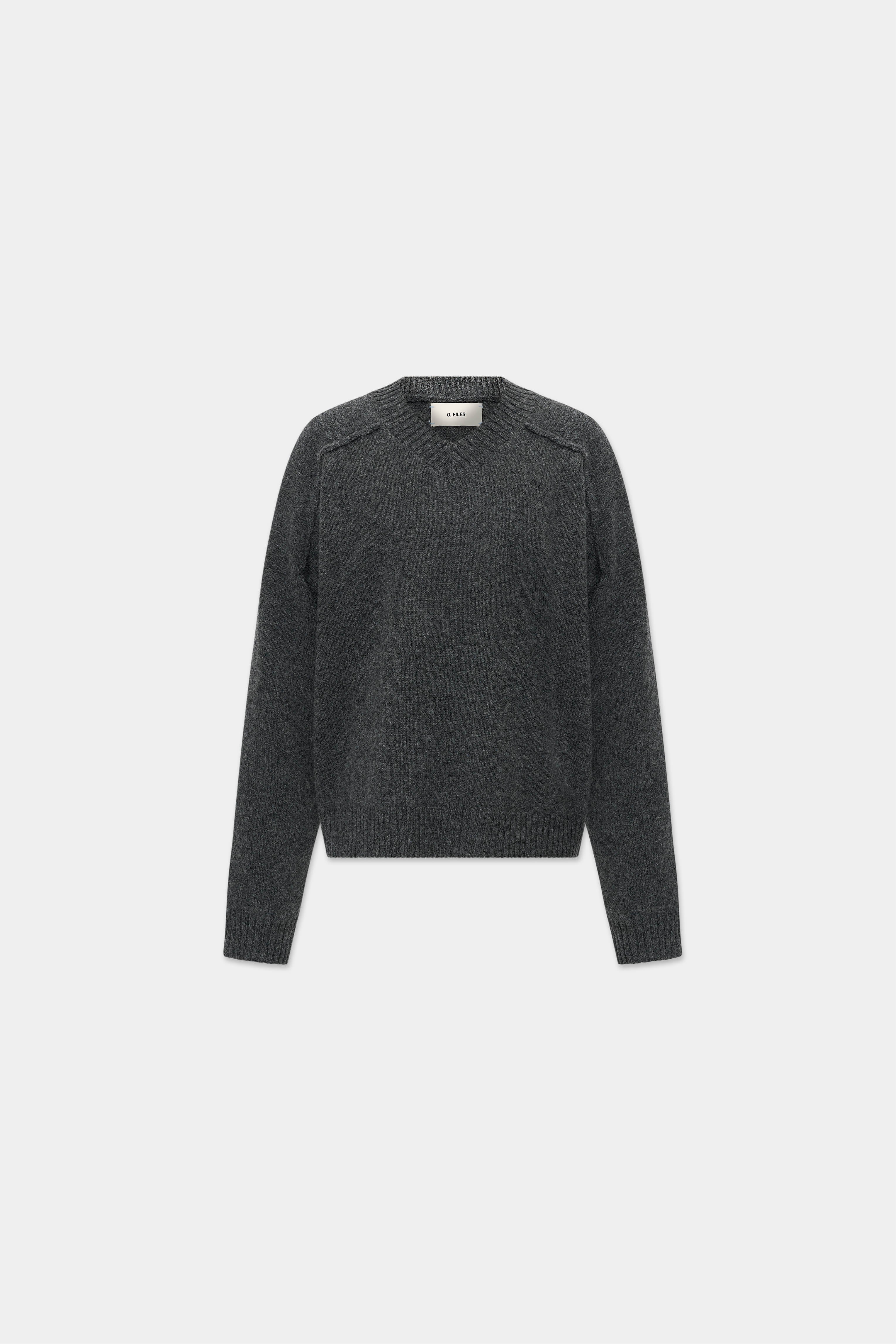 V-NECK KNIT in charcoal mélange – O. FILES