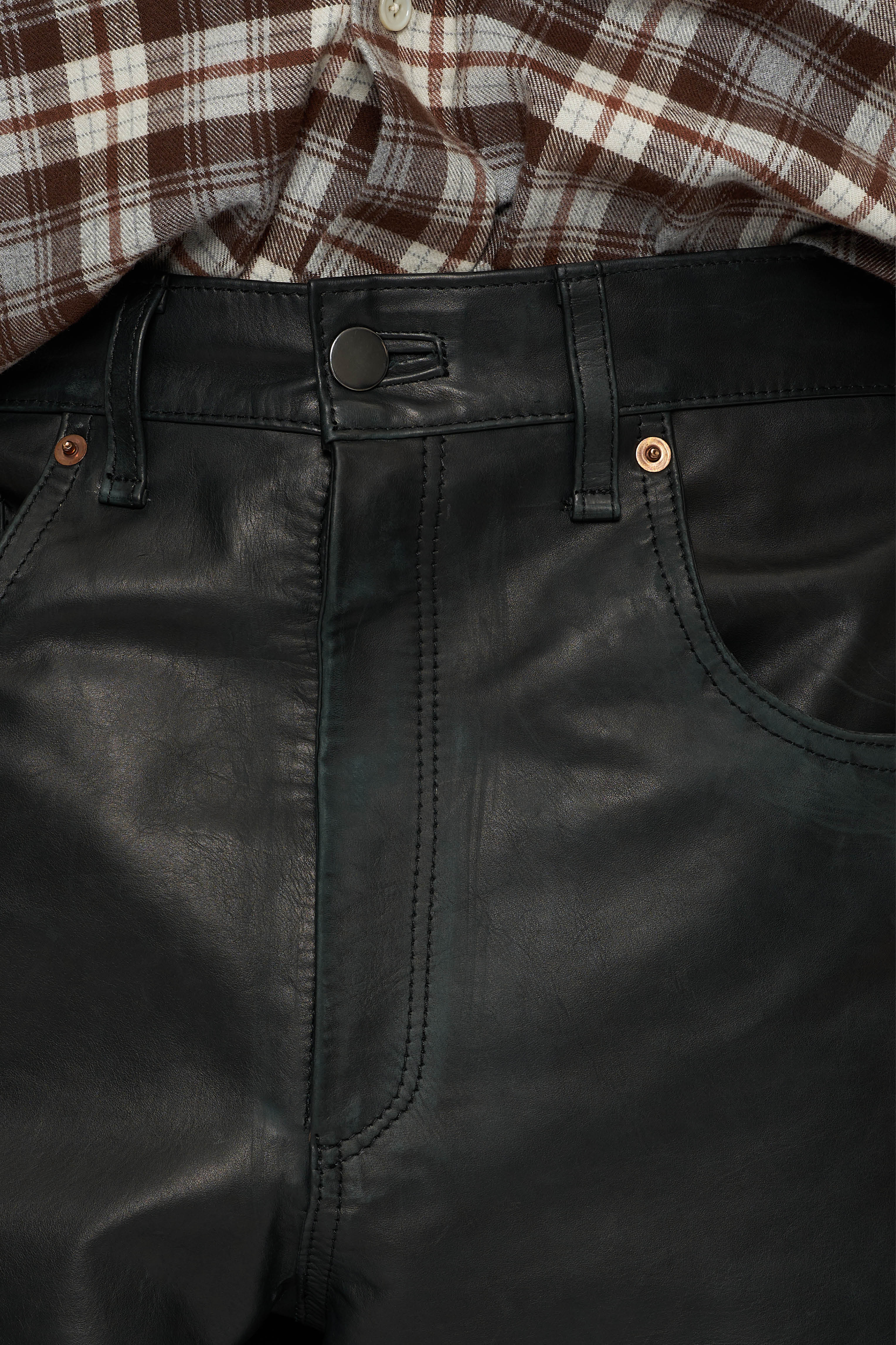 LEATHER DENIM JEANS in black – O. FILES