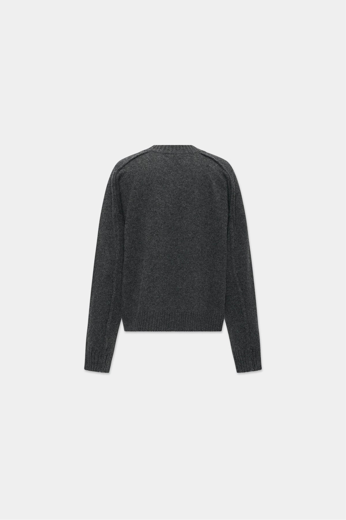 V-NECK KNIT in charcoal mélange