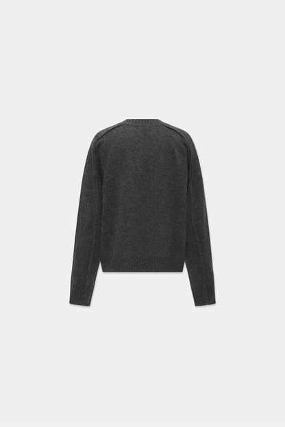 V-NECK KNIT in charcoal mélange