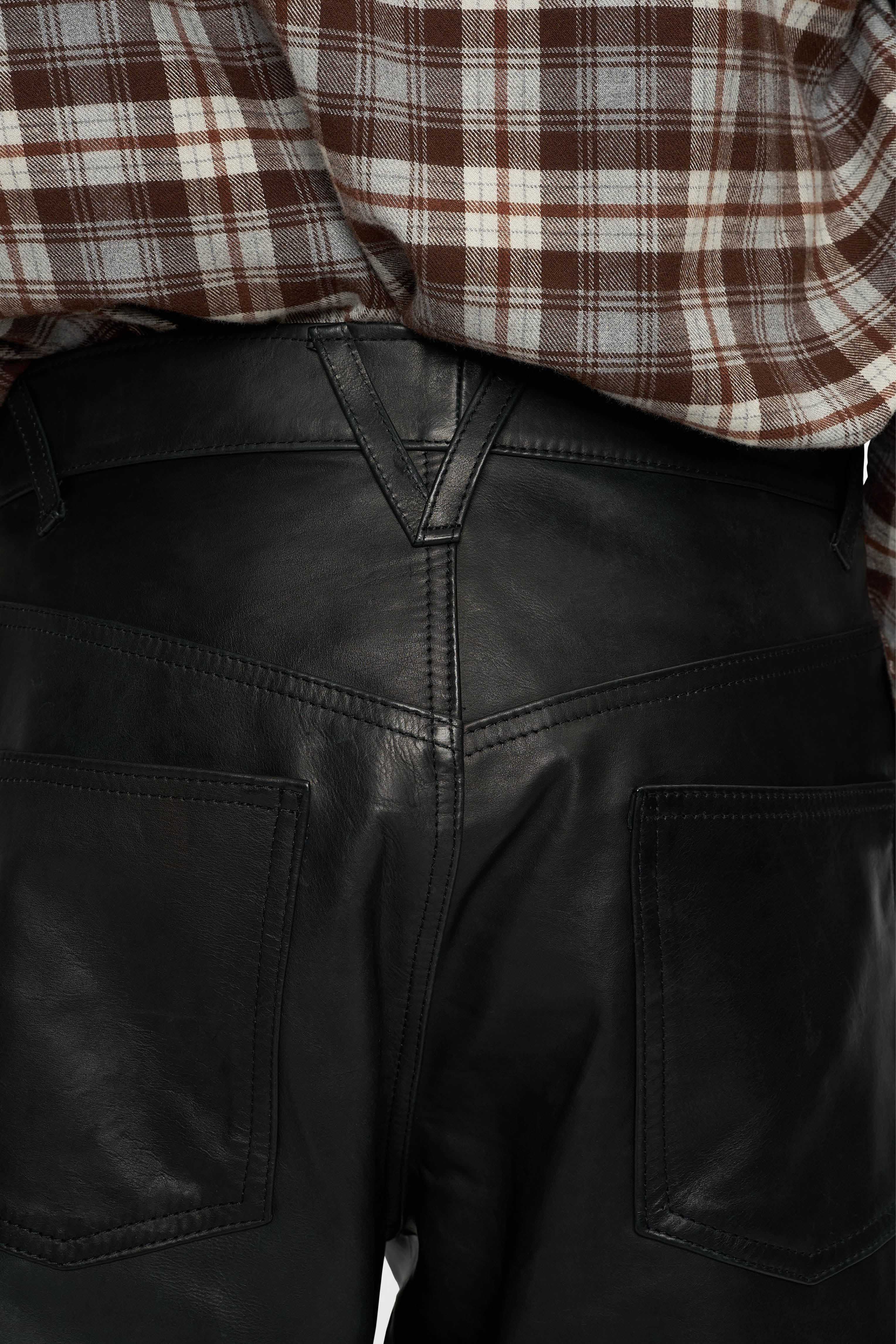 LEATHER DENIM JEANS in black – O. FILES