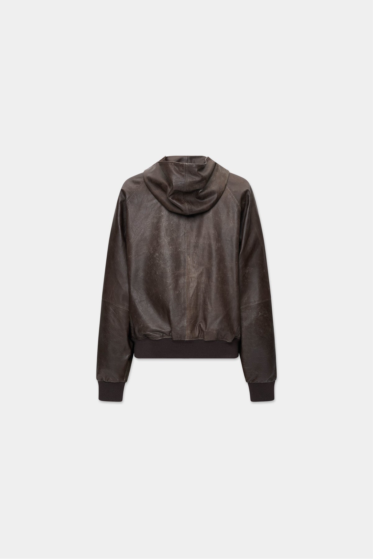 AGED LEATHER HOODED JACKET in oil