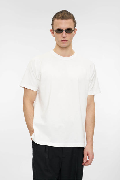 RETRO COVERSTITCH T-SHIRT in oatmeal white