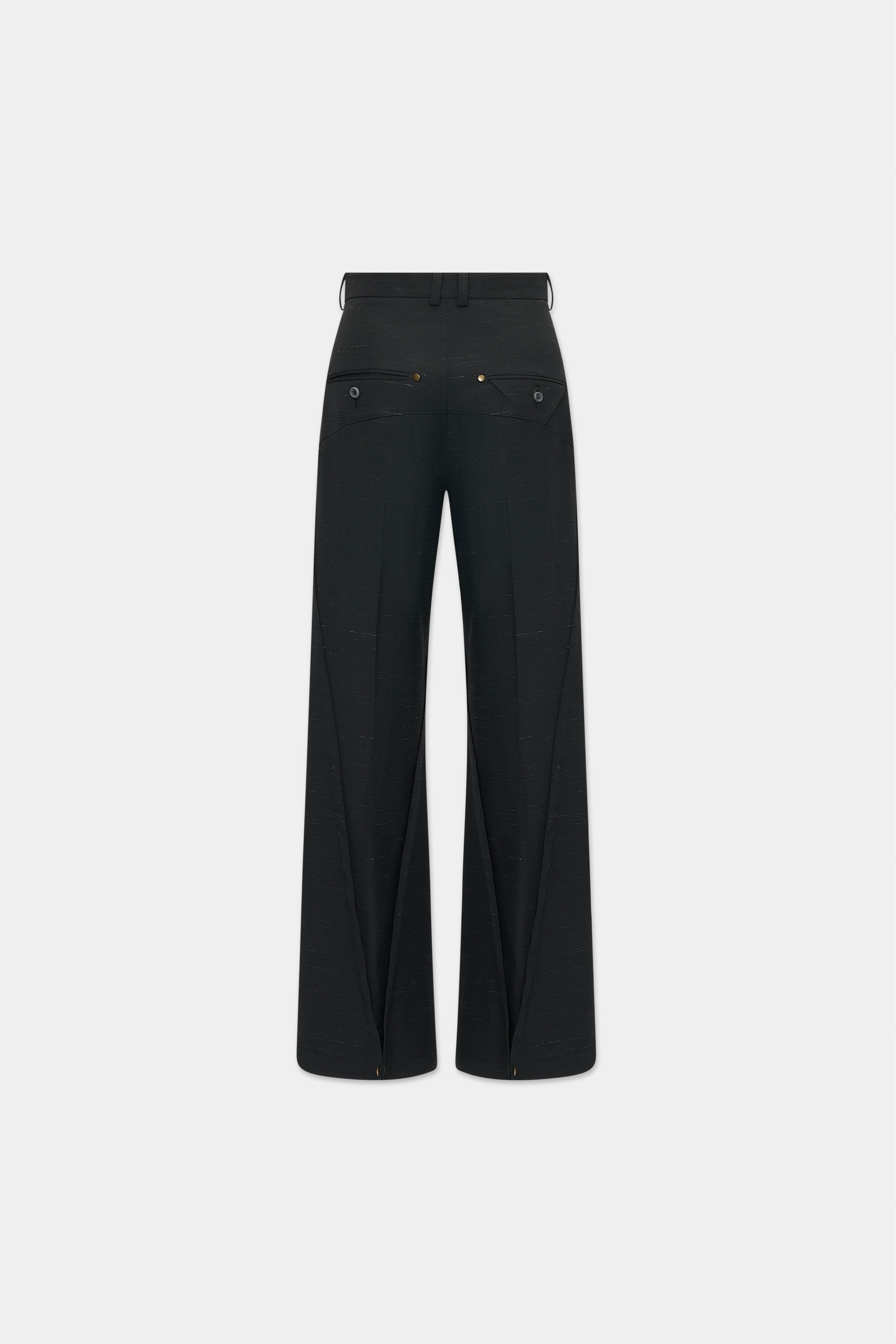 MONO ORIGAMI WOOL TROUSERS in black mélange – O. FILES