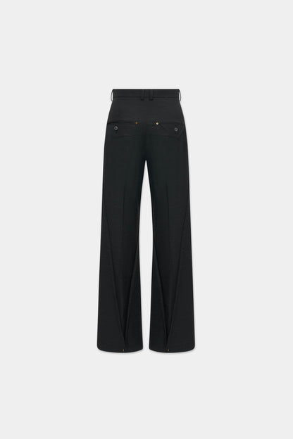 MONO ORIGAMI WOOL TROUSERS in black mélange