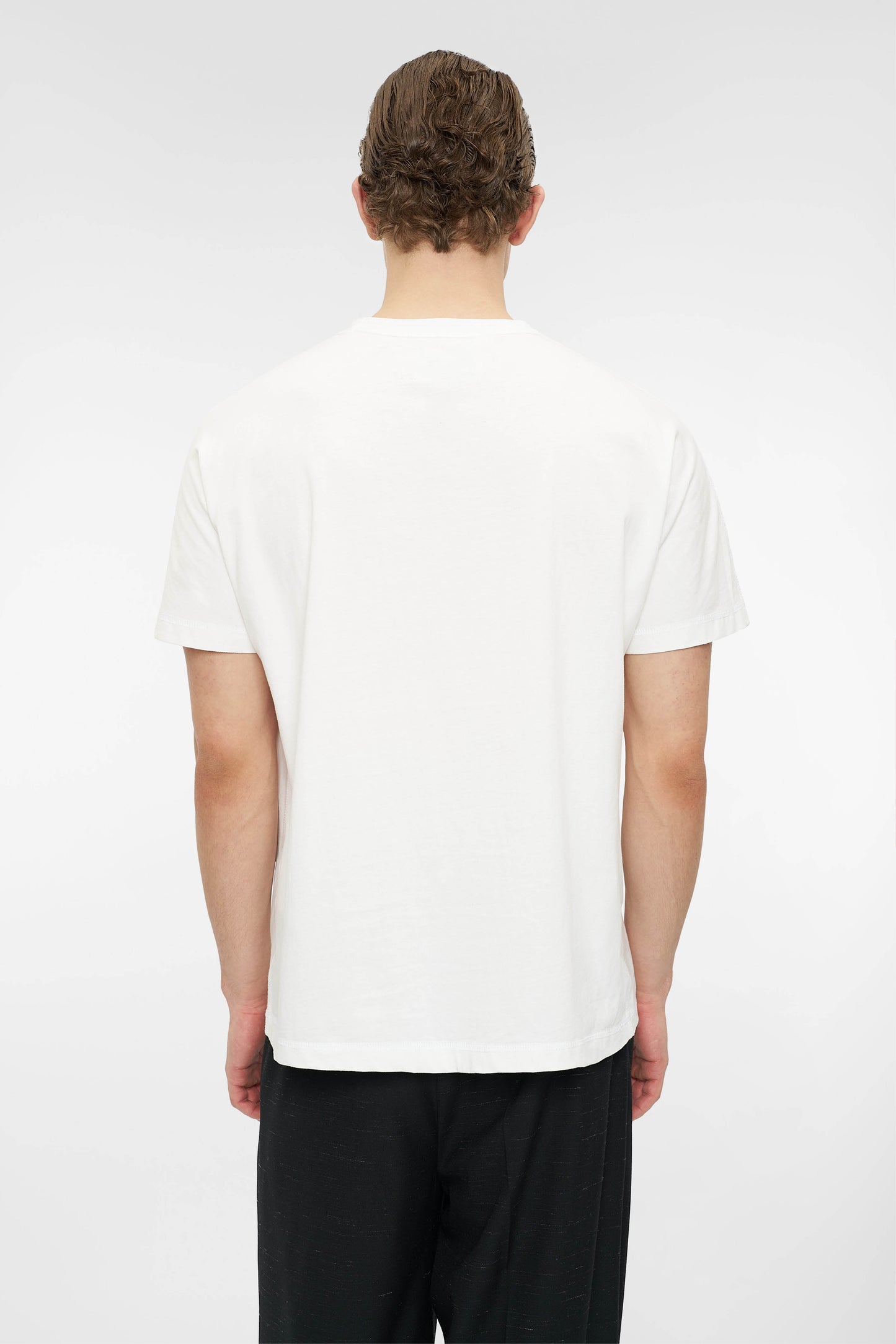 RETRO COVERSTITCH T-SHIRT in oatmeal white