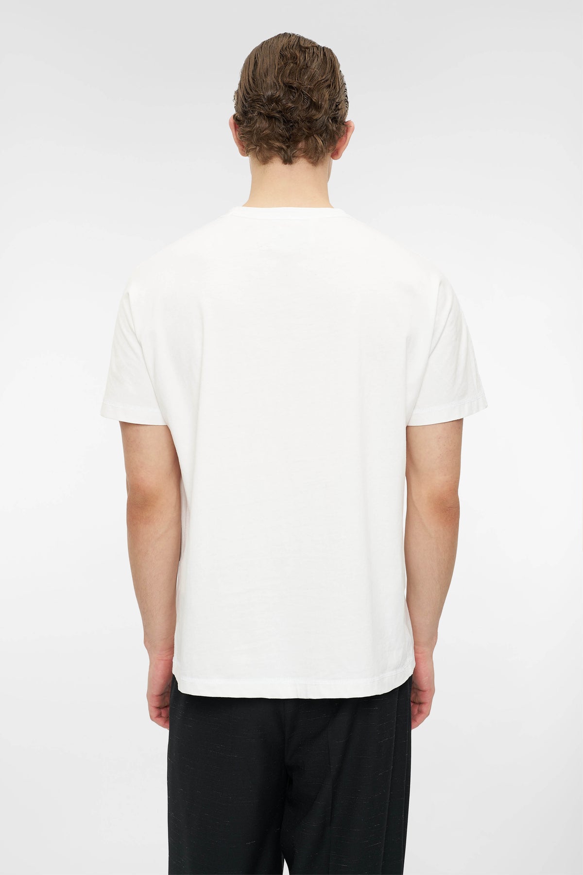 RETRO COVERSTITCH T-SHIRT in oatmeal white