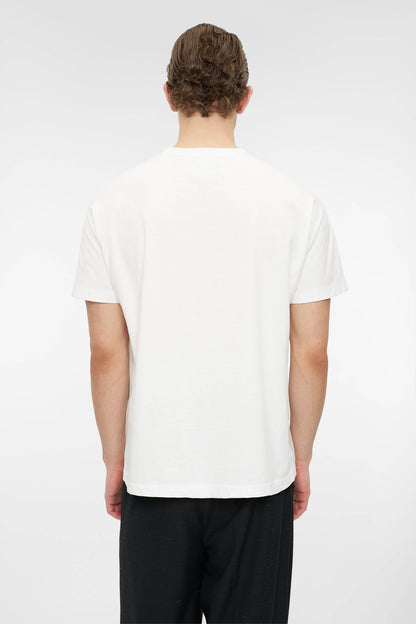 RETRO COVERSTITCH T-SHIRT in oatmeal white