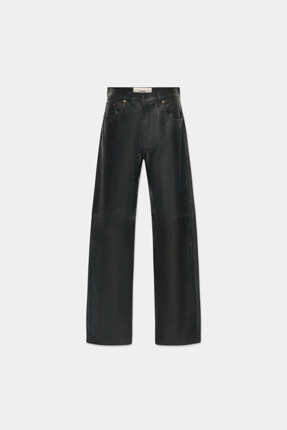 LEATHER DENIM JEANS in black