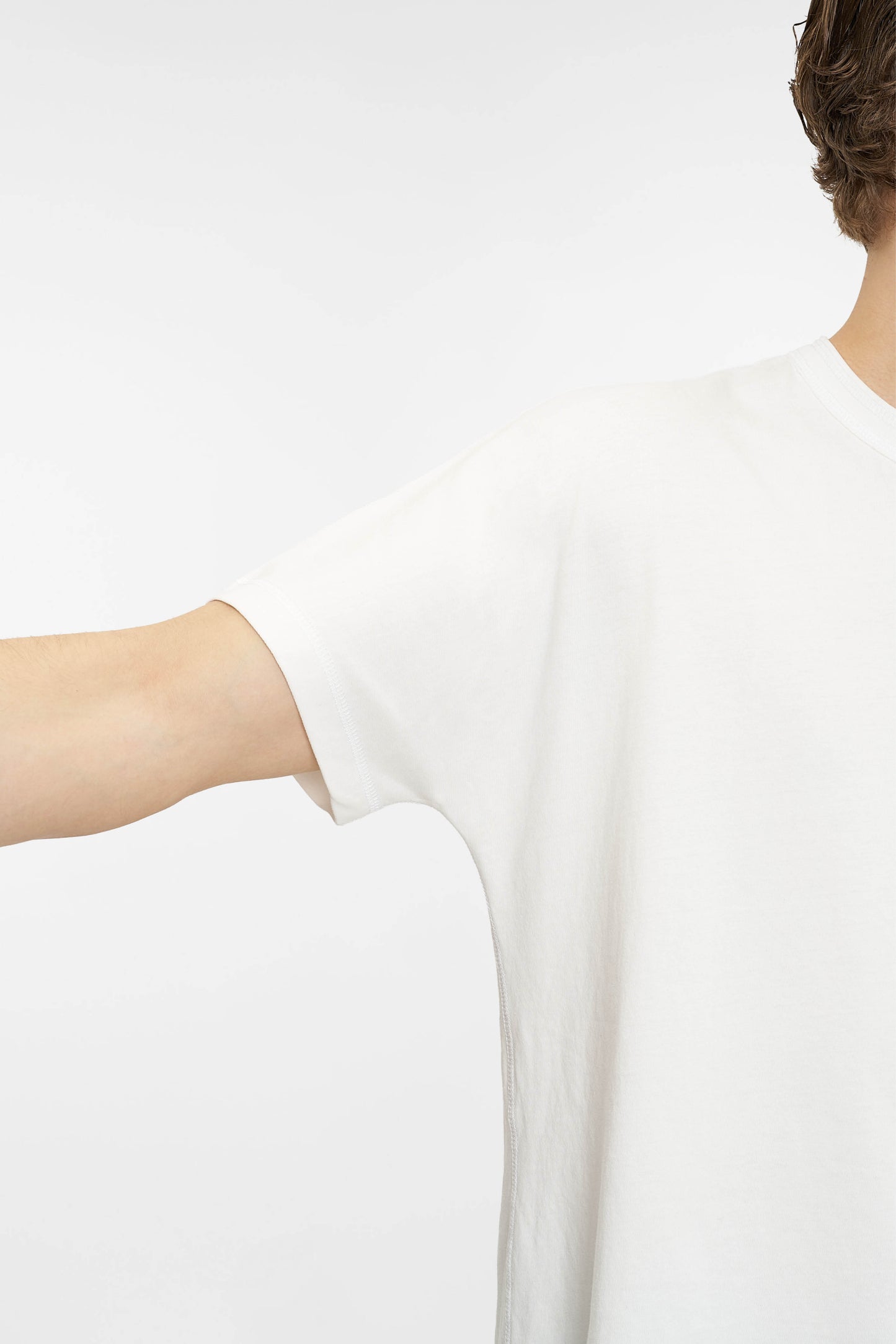 RETRO COVERSTITCH T-SHIRT in oatmeal white