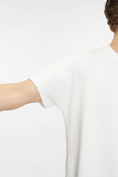 RETRO COVERSTITCH T-SHIRT in oatmeal white