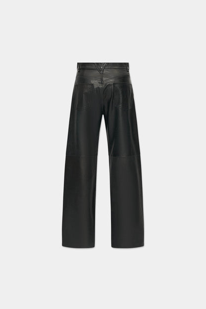 LEATHER DENIM JEANS in black