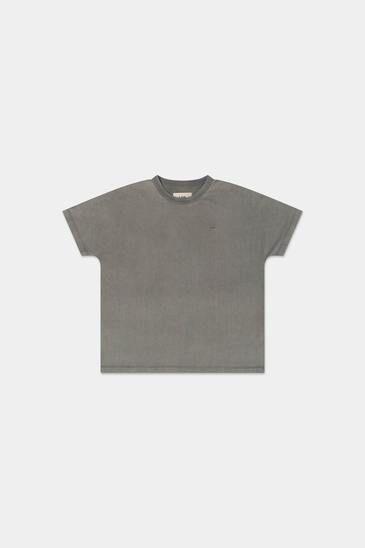 RETRO COVERSTITCH T-SHIRT in faded grey