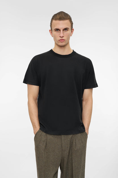 RETRO COVERSTITCH T-SHIRT in faded black