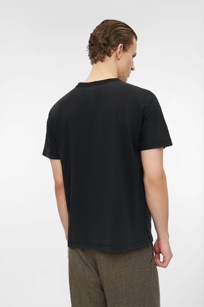RETRO COVERSTITCH T-SHIRT in faded black