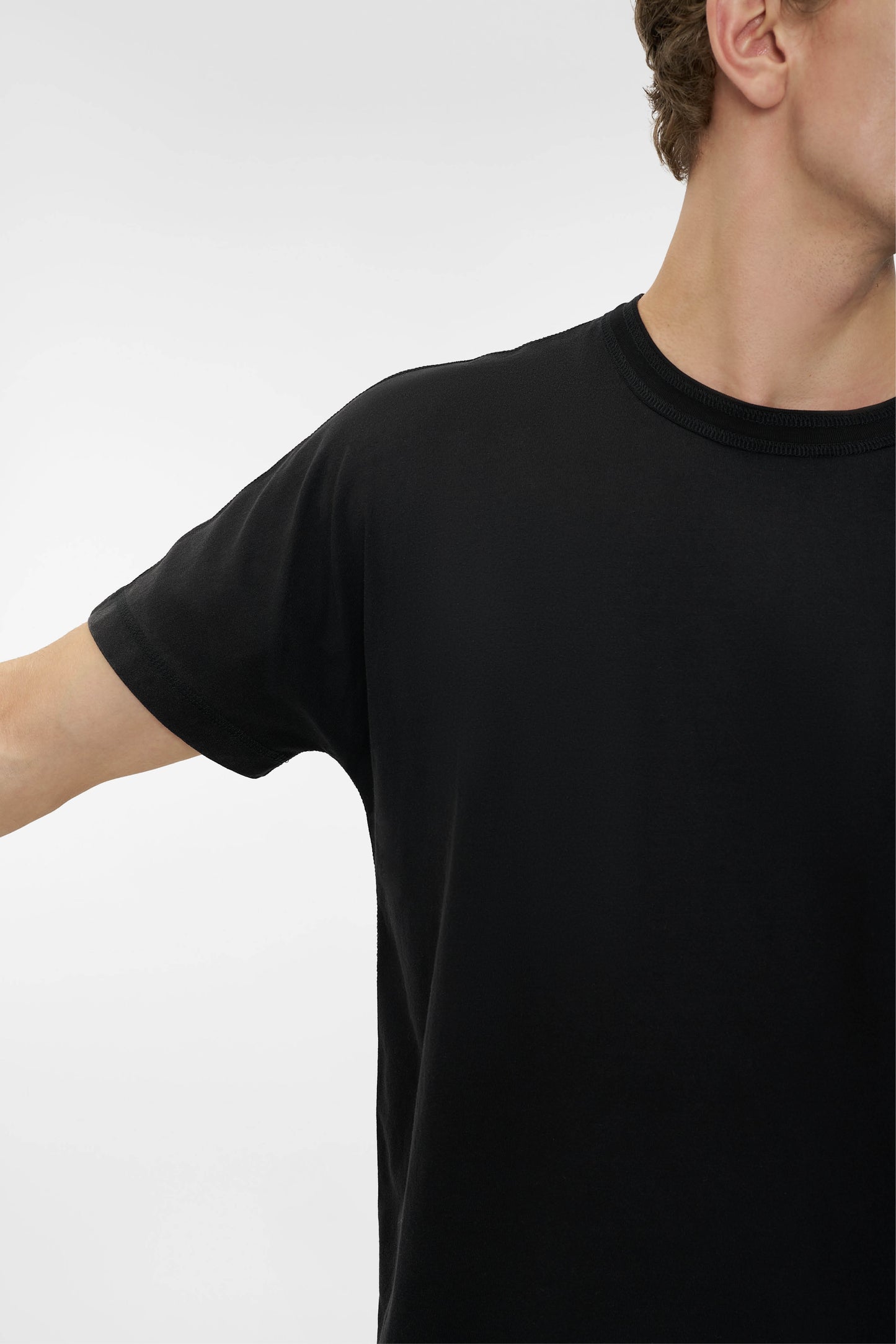 RETRO COVERSTITCH T-SHIRT in faded black