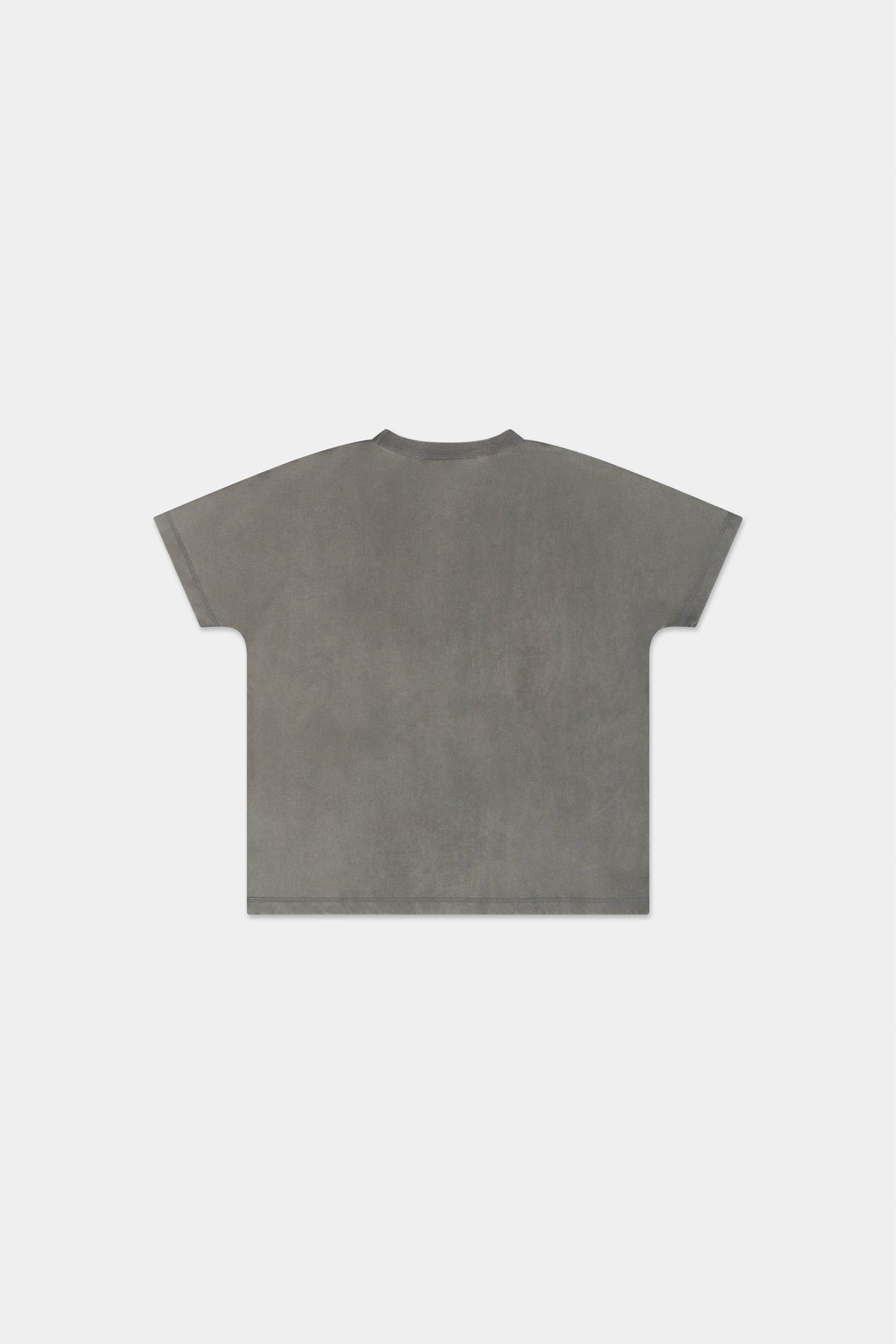 RETRO COVERSTITCH T-SHIRT in faded grey