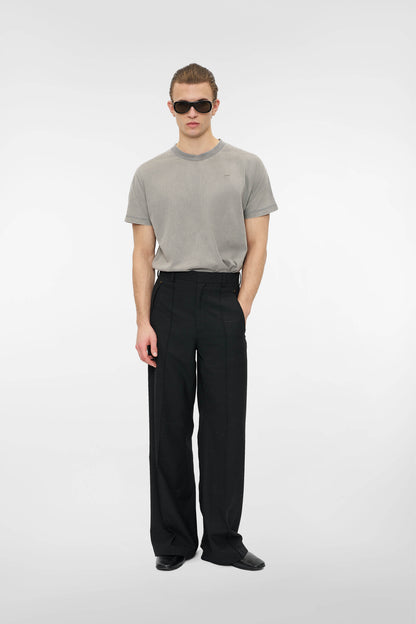MONO ORIGAMI WOOL TROUSERS in black mélange