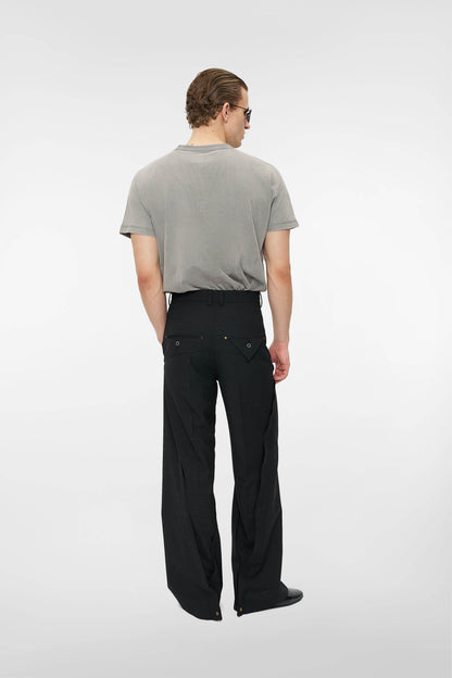 MONO ORIGAMI WOOL TROUSERS in black mélange