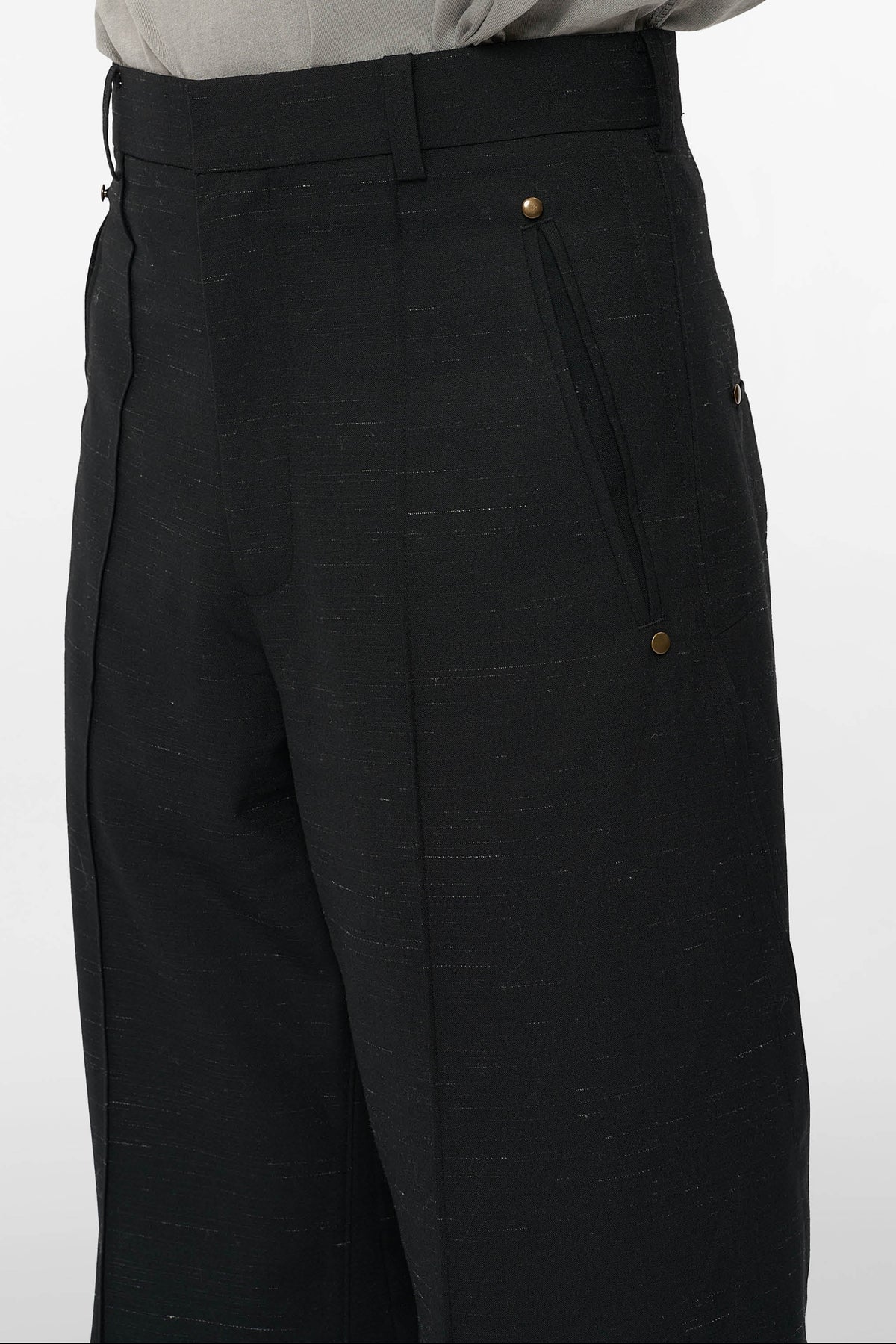 MONO ORIGAMI WOOL TROUSERS in black mélange