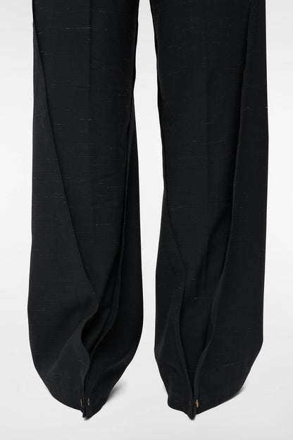 MONO ORIGAMI WOOL TROUSERS in black mélange