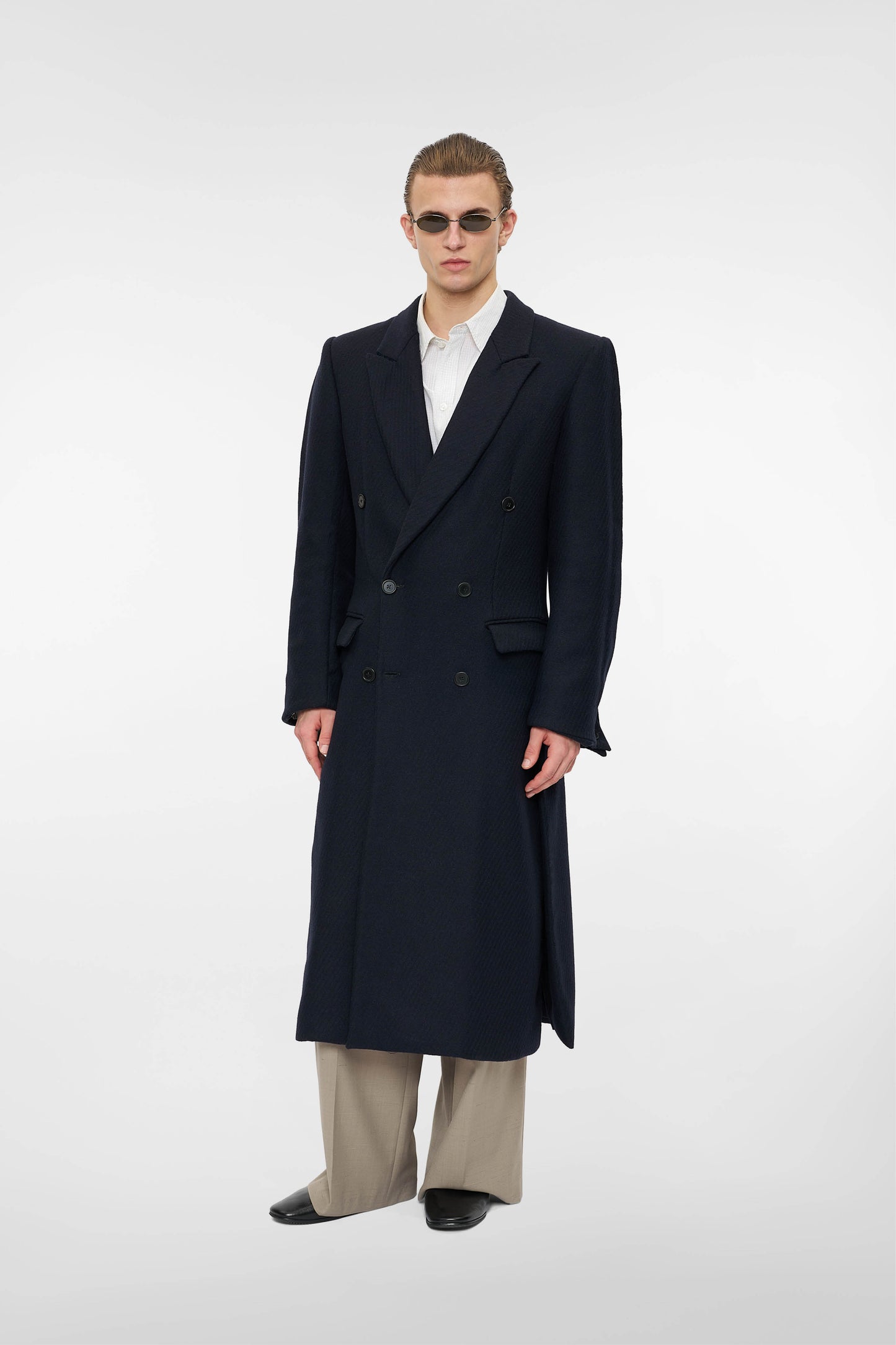 MONO ORIGAMI DOUBLE BREASTED COAT in midnight