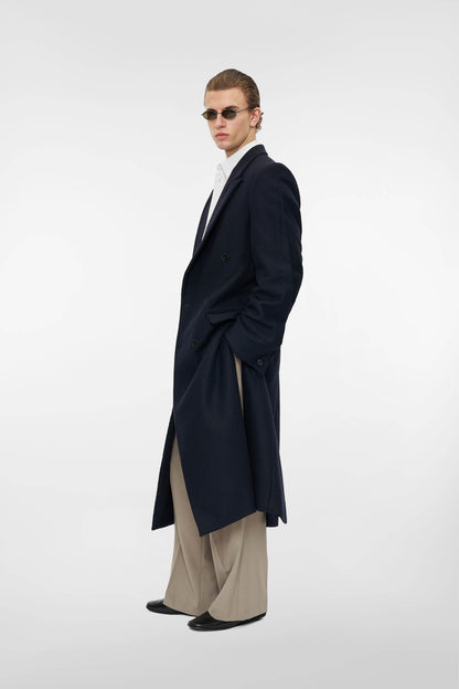 MONO ORIGAMI DOUBLE BREASTED COAT in midnight