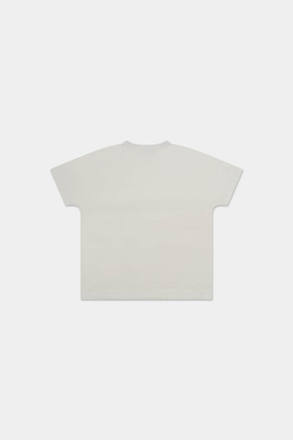RETRO COVERSTITCH T-SHIRT in oatmeal white