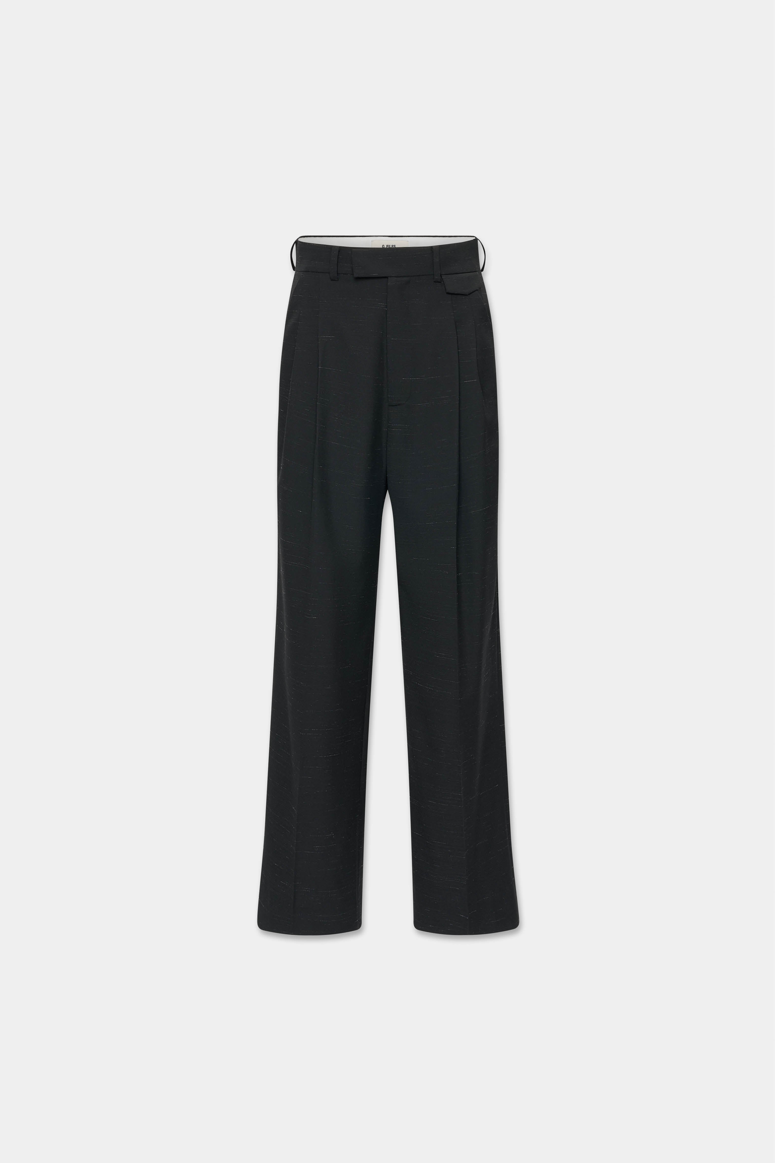 DOUBLE PLEATED TROUSERS in black mélange – O. FILES